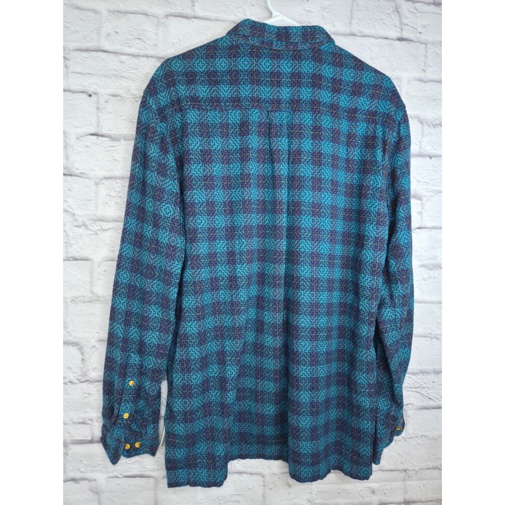 Koto Urban Outfitters Mens M Geometric Aztec Southwestern Button Down Shirt Blue - Picture 4 of 7